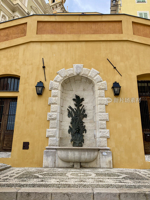 France - Côte d’Azur - Menton- wall with a fountain in the old town